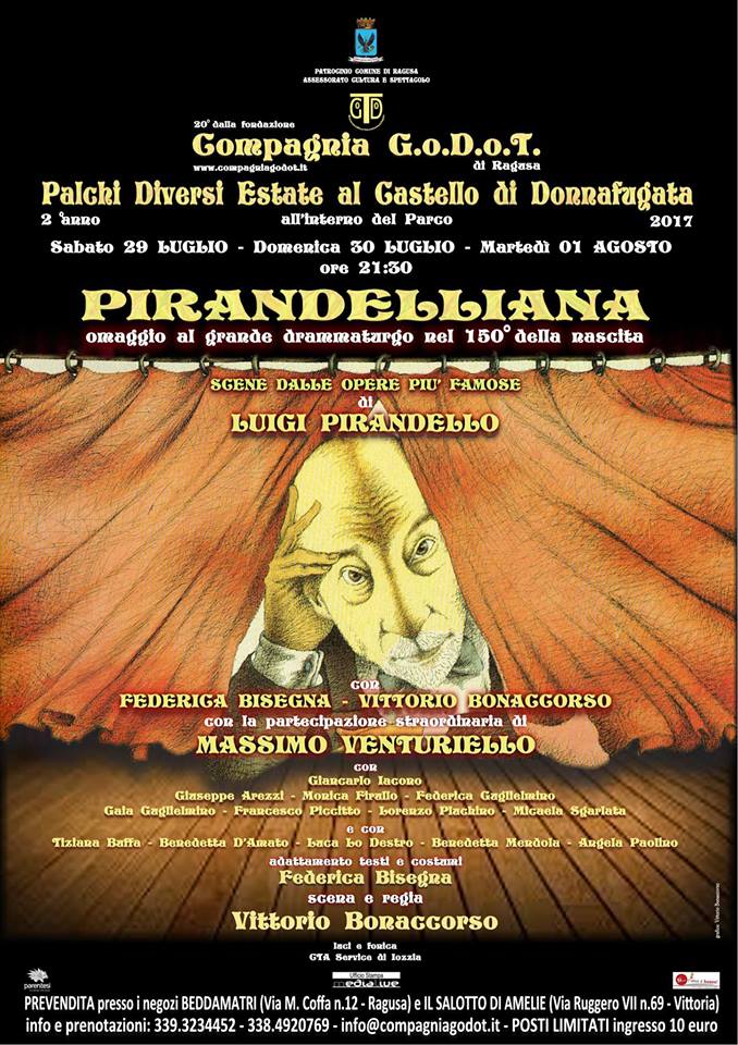 A DONNAFUGATA CON PIRANDELLO: OMAGGIO AL GRANDE DRAMMATURGO PER 150 ANNI DALLA NASCITA.