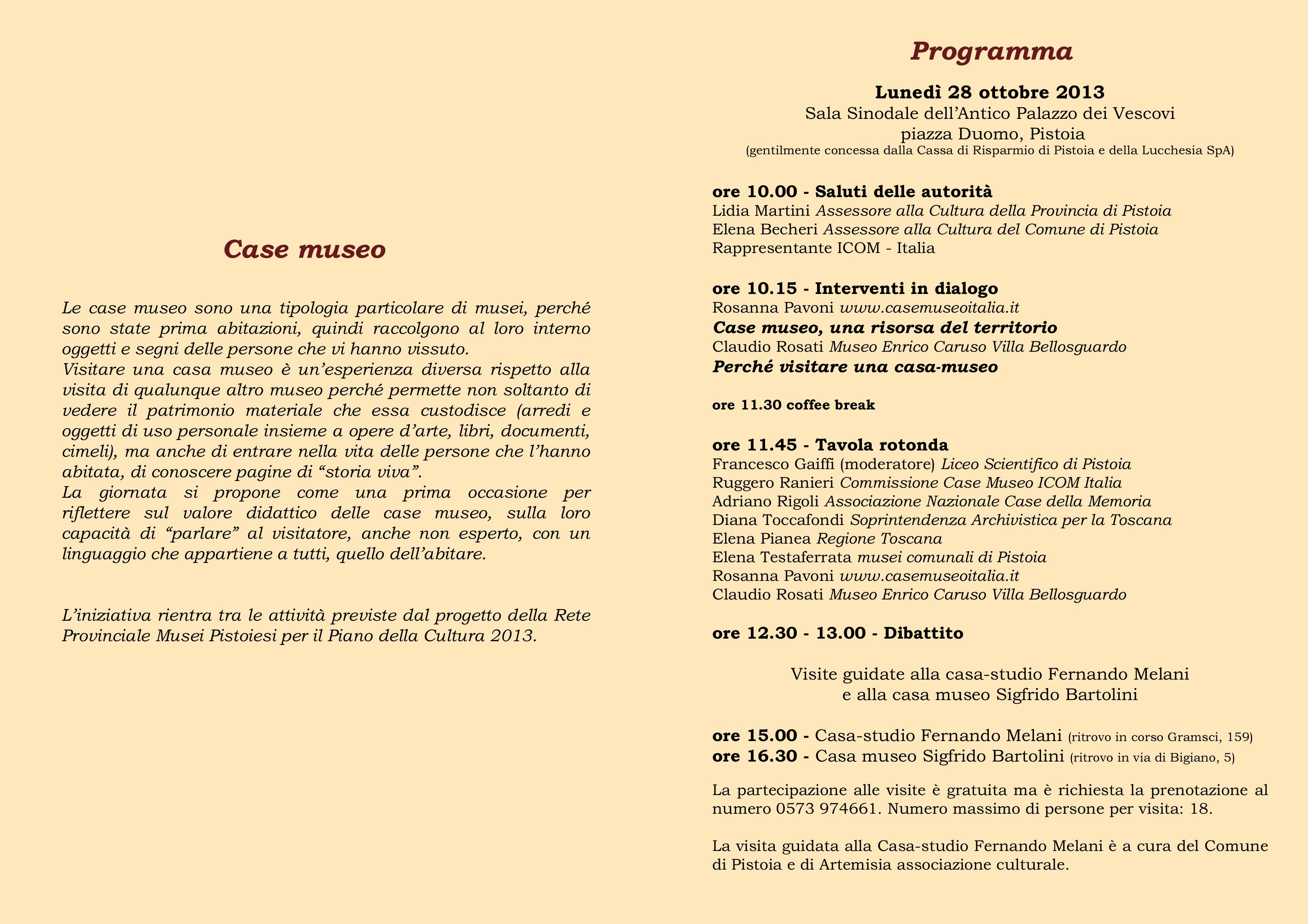 Convegno Case museo a Pistoia